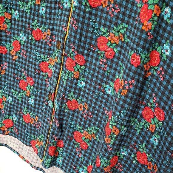 Matilda Jane Choose Your Own Path Shirt Dress S Teal Floral Button Down - Picture 9 of 11
